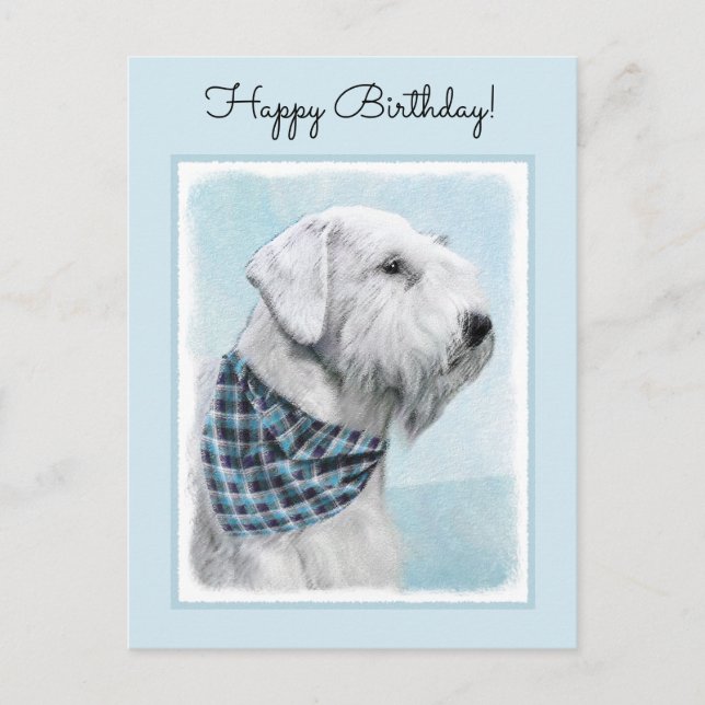 Carte Postale Peinture Sealyham Terrier - Cute Original Chien Ar (Devant)