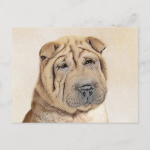 Carte Postale Peinture Shar Pei - Cute Original Chien Art