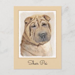 Carte Postale Peinture Shar Pei - Cute Original Chien Art