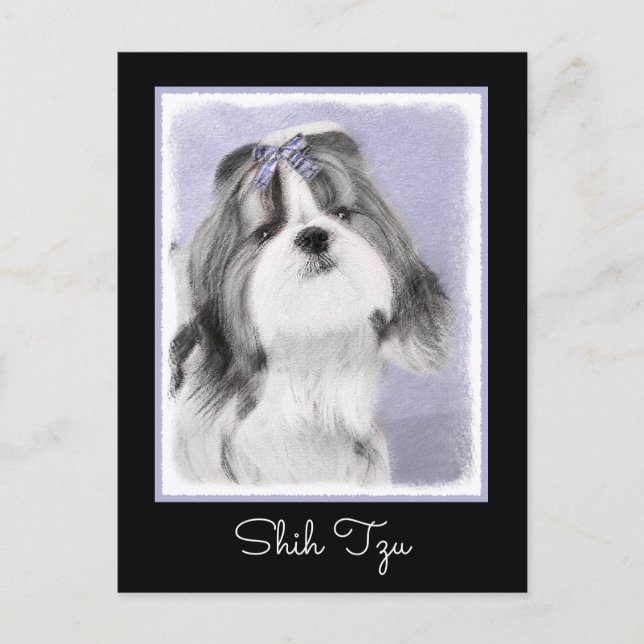 Carte Postale Peinture Shih Tzu - Cute Original Chien Art (Devant)