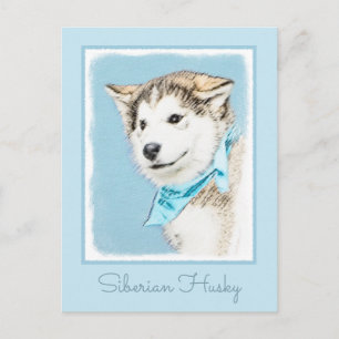 Carte Postale Peinture Sibérienne Husky Puppy - Art Chien origin