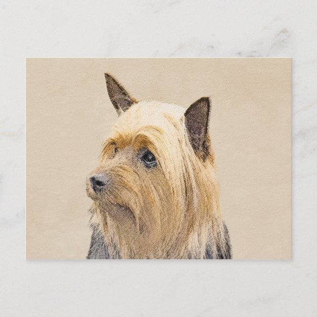 Carte Postale Peinture Silky Terrier - Cute Original Chien Art (Devant)