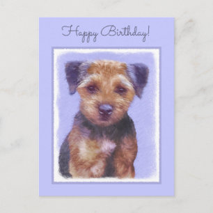 Carte Postale Peinture sur la frontière de Terrier - jolie art o