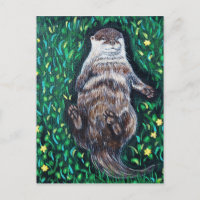 Peinture sur la loutre de rivière relaxante