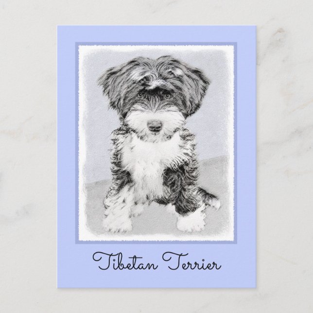 Carte Postale Peinture Tibétaine Terrier - Cute Original Chien A (Devant)