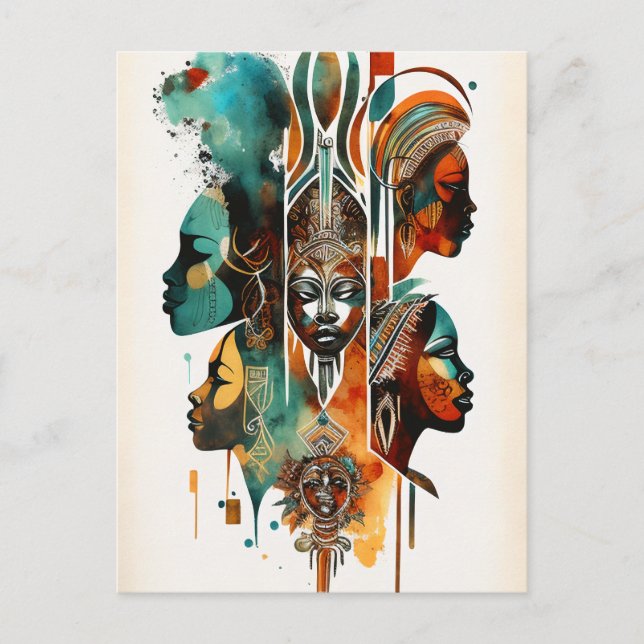 Carte Postale Peinture Tribale Africaine, Art Contemporain (Devant)
