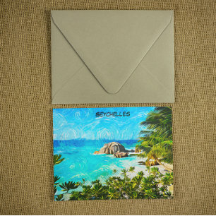 Carte Postale Peinture tropicale aux Seychelles – Île vibrante