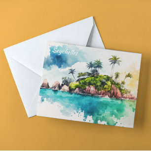 Carte Postale Peinture tropicale des îles Seychelles