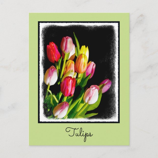 Carte Postale Peinture Tulip - Art Fleur original (Devant)