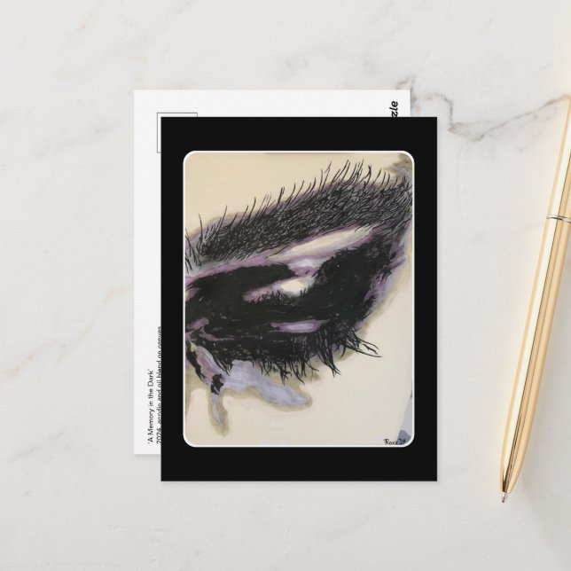 Carte Postale Peinture 'Un souvenir dans le noir' sur une  (Devant/Arrière en situation)