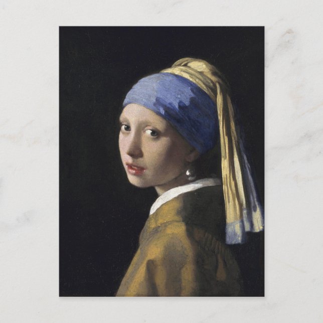 Carte Postale Peinture Vermeer - Fille à oreille perle (Devant)