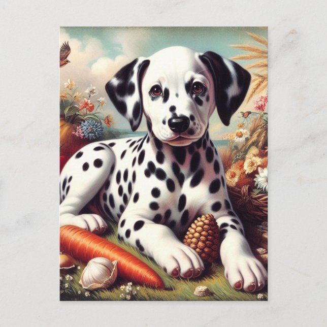 Carte Postale Peinture vintage dalmate (Devant)