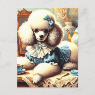 Carte Postale Peinture vintage de caniche
