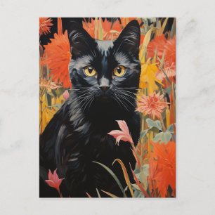 Carte Postale Peinture Vintage de chats noirs