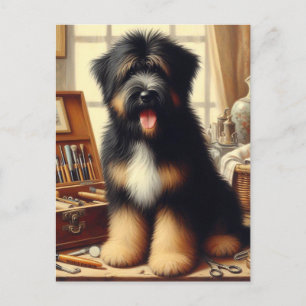 Carte Postale Peinture vintage de chien de garde