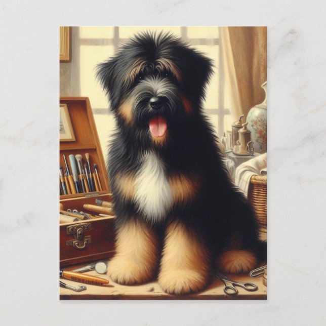 Carte Postale Peinture vintage de chien de garde (Devant)