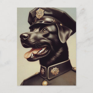 Carte Postale Peinture vintage de chiens de police