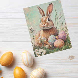 Carte Postale Peinture vintage du lapin de Pâques