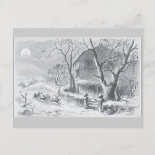 Carte Postale Peinture vintage d'une visite du saint Nicolas