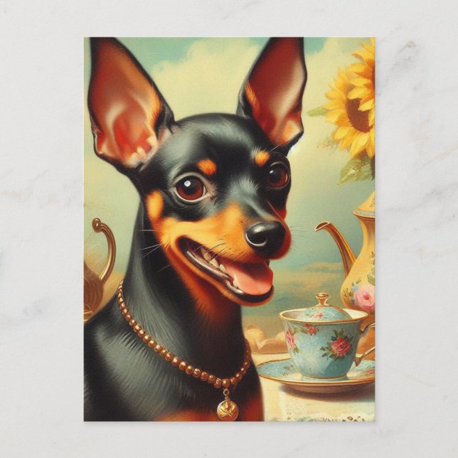 Carte Postale Peinture vintage Pinscher (Devant)