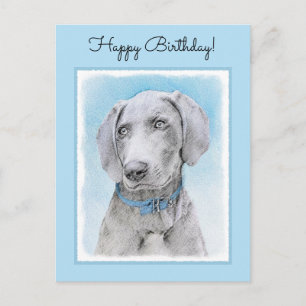 Carte Postale Peinture Weimaraner - Joli art original chien