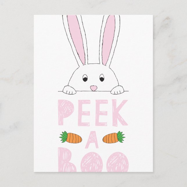Carte Postale Peking rose et blanc Bunny Pâques Peek-A-Boo (Devant)
