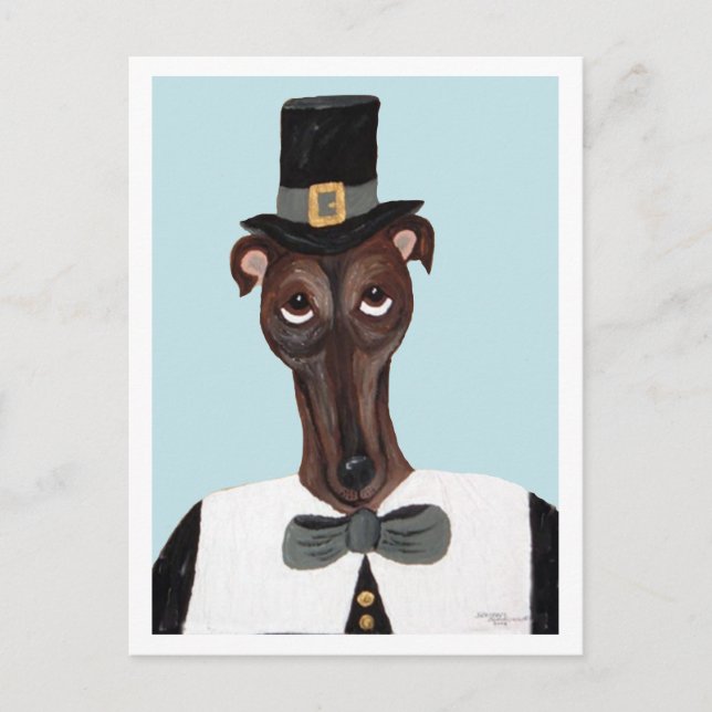 Carte Postale Pèlerin de Thanksgiving Greyhound (Devant)