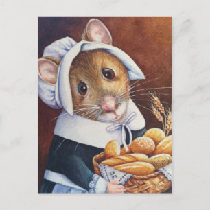Carte Postale Pèlerin de Thanksgiving Souris Panier d'art
