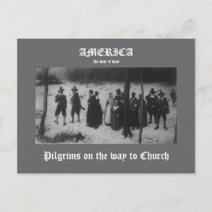 Carte Postale Pèlerins sur le chemin de l'église