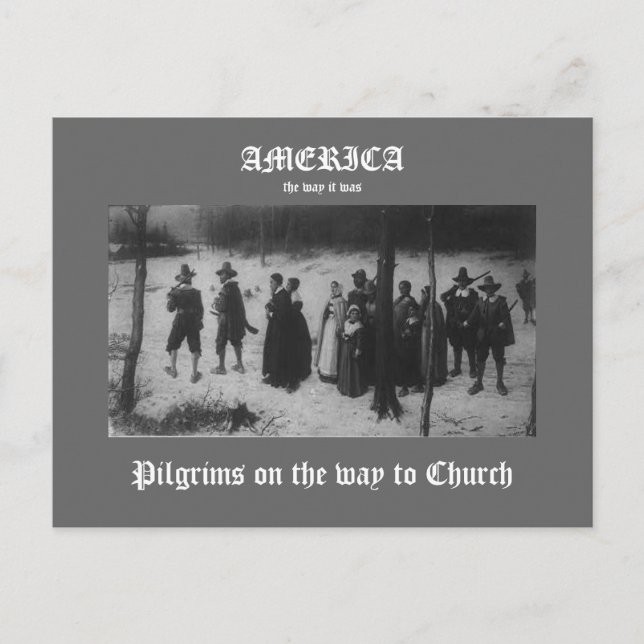 Carte Postale Pèlerins sur le chemin de l'église (Devant)