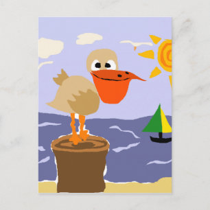 Carte Postale Pélican au Beach Art