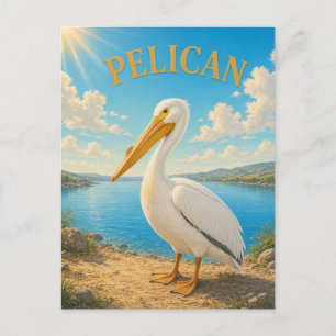 Carte postale Pelican Coastal Bay Watercolor GeoSa