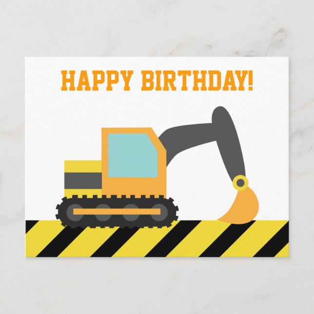 Carte Postale Pelle, Véhicule de Construction, Joyeux Anniversai (Devant)