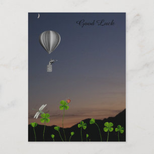 Carte Postale Pelouse avec quatre feuilles de trèfle - Bonne cha