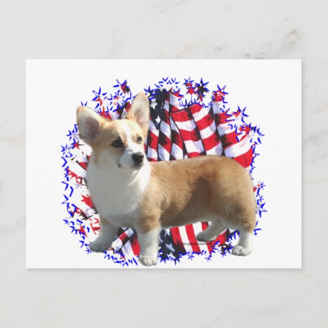 Carte Postale Pembroke Welsh Corgi Patriot (Devant)