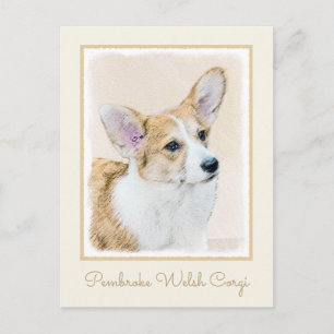 Carte Postale Pembroke Welsh Corgi Peinture - Art Chien original