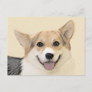 Carte Postale Pembroke Welsh Corgi Peinture - Art Chien original