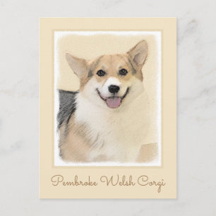 Carte Postale Pembroke Welsh Corgi Peinture - Art Chien original
