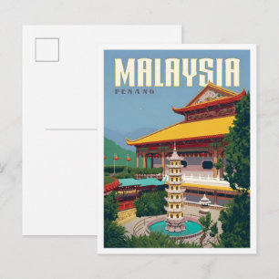 Carte Postale Penang Malaisie Art Vintage Voyage