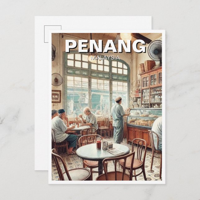 Carte Postale Penang Malaisie Maison shoppe Kopitiam Voyage (Devant / Derrière)