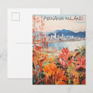 Carte Postale Penang Malaisie Voyage Ville Peinture Esthétique