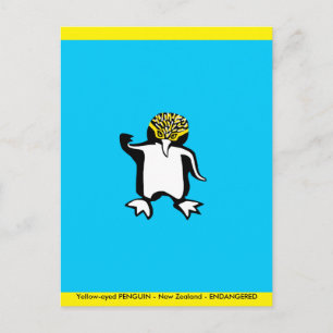 Carte Postale PENGUIN aux yeux jaunes - Animal en voie de dispar