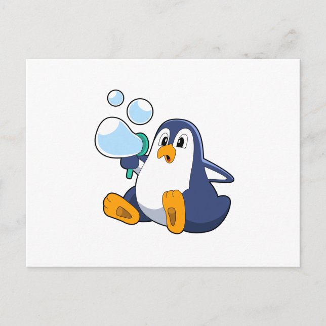 Carte Postale Penguin avec des bulles de savon.PNG (Devant)