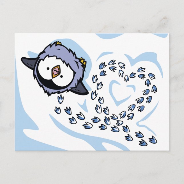 Carte postale Penguin Chick Snowprints (Devant)