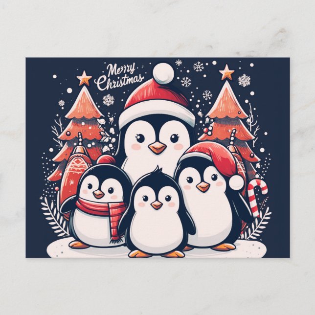 Carte Postale Penguin de Noël par Rp (Devant)