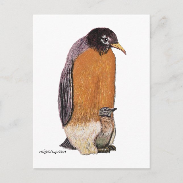 Carte Postale Penguin Robin with Chick (Devant)