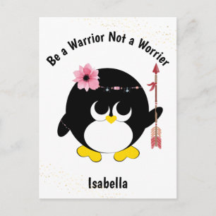 Carte Postale Penguin Warrior pas un Worrier mignon Personnalisé