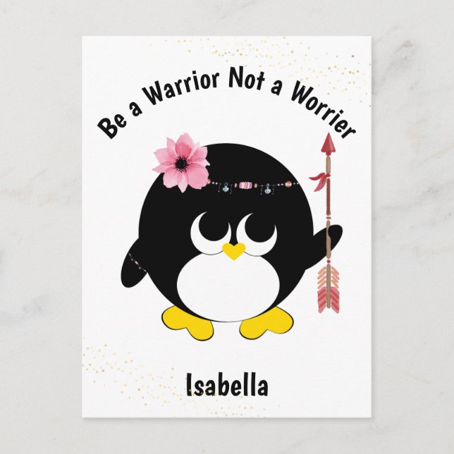 Carte Postale Penguin Warrior pas un Worrier mignon Personnalisé (Devant)