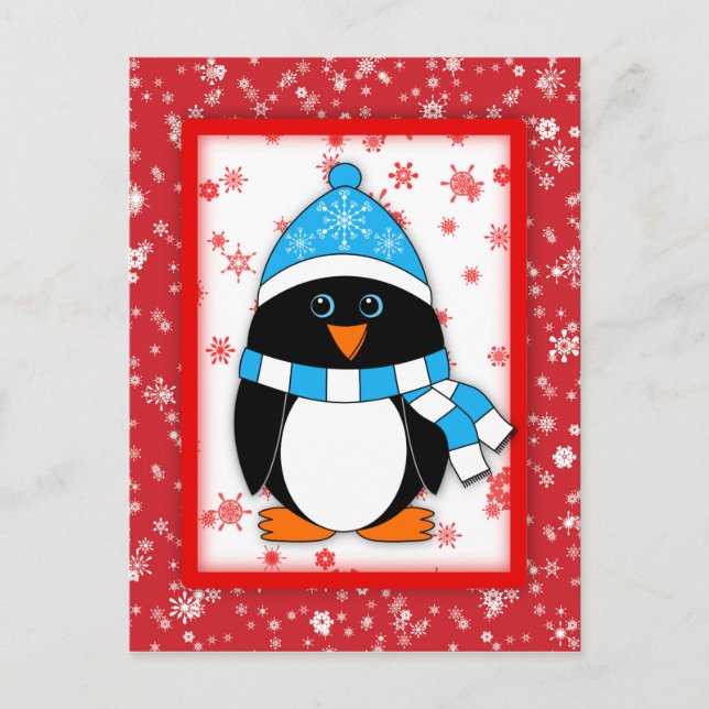 Carte Postale Penguin Whimsy en hiver (Devant)