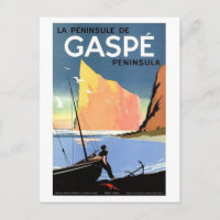 Péninsule de Gaspé, pêcheur sur la côte, vintage